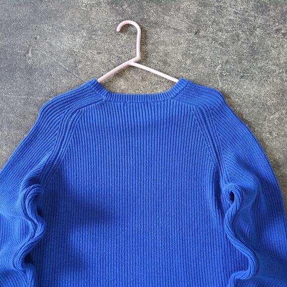 Calvin Klein Sweater Womens L Blue Ribbed Preppy Y2K Knit Side Zip Crew Neck - Picture 4 of 7